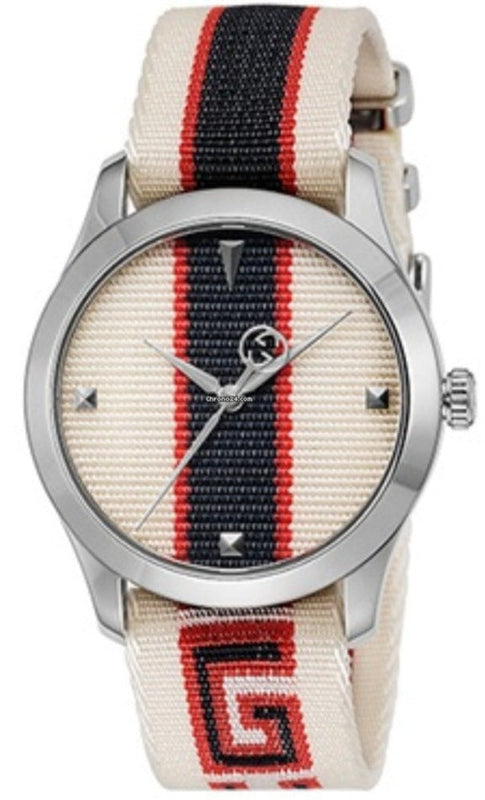 Buy Shop Gucci G Timeless Quartz White Dial Two Tone NATO Strap Watch For Men - YA1264071 USA Online