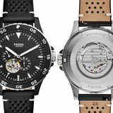 Buy Shop Fossil Crewmaster Sports Automatic Black Dial Black Leather Strap Watch for Men - ME3148 USA Online