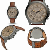 Buy Shop Fossil Grant Chronograph Brown Dial Brown Leather Strap Watch for Men - FS5214 USA Online