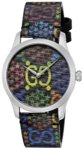 Buy Shop Gucci G Timeless Quartz Black Dial Black Leather Strap Watch For Women - YA1264146 USA Online
