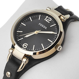 Buy Shop Fossil Georgia Black Dial Black Leather Strap Watch for Women - ES3148 USA Online