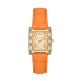 Buy Shop Michael Kors Emery Three Hand Rose Gold Dial Orange Leather Strap Watch For Women - MK2983 USA Online