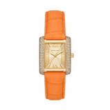Buy Shop Michael Kors Emery Three Hand Rose Gold Dial Orange Leather Strap Watch For Women - MK2983 USA Online