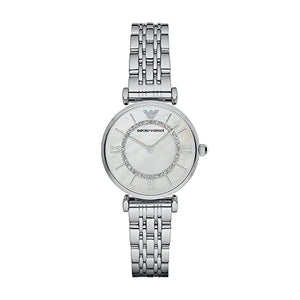 Buy Shop Emporio Armani Gianni T-Bar Mother of Pearl Dial Silver Stainless Steel Watch For Women - AR1908 USA Online