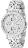 Buy Shop Fossil Boyfriend Chronograph Silver Dial Silver Steel Strap Watch for Women - ES2198 USA Online