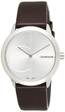 Buy Shop Calvin Klein Minimal Silver Dial Brown Leather Strap Watch for Men - K3M221G6 USA Online