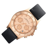 Marc Jacobs Blade Rose Gold Dial Black Leather Strap Watch for Women - MBM1188