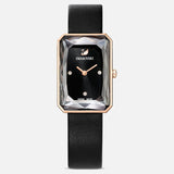 Swarovski Uptown Black Dial Black Leather Strap Watch for Women - 5547710