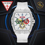 Buy Shop Guess Phoenix J Balvin White Dial Transparent Silicone Strap Watch For Men - V1051M1 USA Online