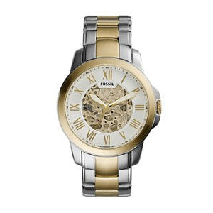 Buy Shop Fossil Grant Automatic Skeleton White Dial Two Tone Steel Strap Watch for Men - ME3112 USA Online