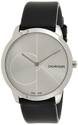 Buy Shop Calvin Klein Minimal Silver Dial Black Leather Strap Watch for Men - K3M211CY USA Online