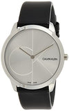Buy Shop Calvin Klein Minimal Silver Dial Black Leather Strap Watch for Men - K3M221CY USA Online