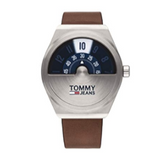 Buy Shop Tommy Hilfiger Monogram Pop Quartz Silver Dial Brown Leather Strap Watch For Men - 1791772 USA Online