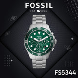 Buy Shop Fossil FB-03 Chronograph Green Dial Silver Steel Strap Watch for Men - FS5726 USA Online