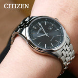 Citizen Eco Drive Black Dial Silver Steel Strap Watch For Men - BM7250-56E