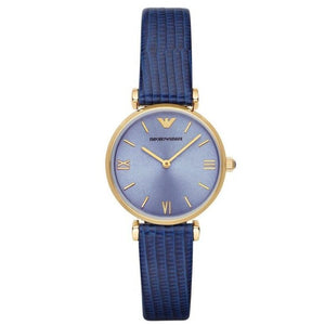 Buy Shop Emporio Armani Gianni T Bar Blue Dial Blue Leather Strap Watch For Women - AR1875 USA Online