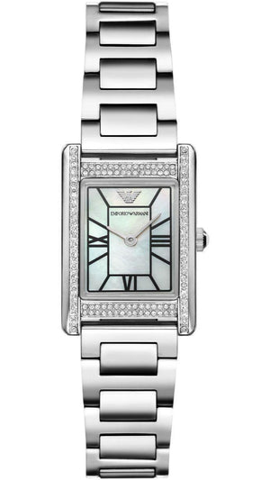 Emporio Armani Empire Mother of Pearl Dial Silver Steel Strap Watch For Women - AR11625