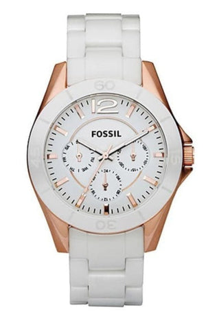 Buy Shop Fossil Ceramic Multifunction White Dial White Steel Strap Watch for Women - CE1006 USA Online