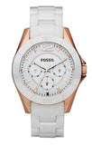 Buy Shop Fossil Ceramic Multifunction White Dial White Steel Strap Watch for Women - CE1006 USA Online