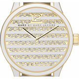 Buy Shop Marc Jacobs Lidia Stripe White Dial White Leather Strap Watch for Women - MBM1164 USA Online