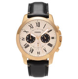 Buy Shop Fossil Grant Chronograph White Dial Black Leather Strap Watch for Men - FS5272 USA Online