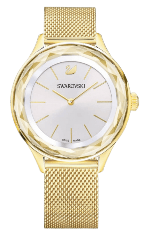 Buy Shop Swarovski Octea Nova Silver Dial Gold Mesh Bracelet Watch for Women - 5430417 USA Online