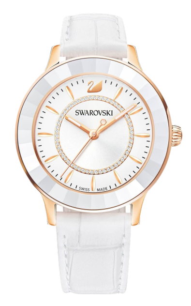 Buy Shop Swarovski Octea Lux White Dial White Leather Strap Watch for Women - 5414416 USA Online