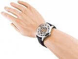 Buy Shop Fossil Townsman Automatic Skeleton Silver Dial Black Leather Strap Watch for Men - ME3041 USA Online