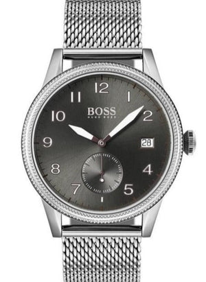 Buy Shop Hugo Boss Legacy Grey Dial Silver Mesh Bracelet Watch for Men - 1513673 USA Online