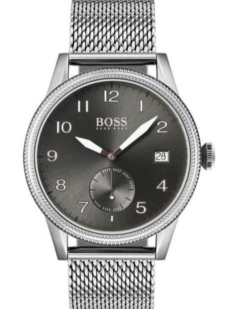 Buy Shop Hugo Boss Legacy Grey Dial Silver Mesh Bracelet Watch for Men - 1513673 USA Online