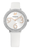 Buy Shop Swarovski Crystal Frost Silver Dial White Leather Strap Watch for Women - 5484070 USA Online