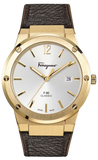 Buy Shop Salvatore Ferragamo F-80 Classic White Dial Brown Leather Strap Watch for Men - SFDT00819 USA Online