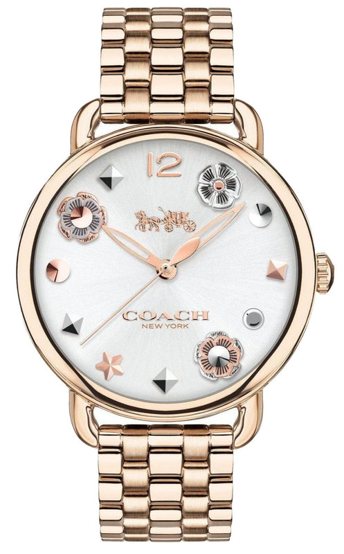 Buy Shop Coach Delancey White Dial Rose Gold Steel Strap Watch for Women - 14502811 USA Online