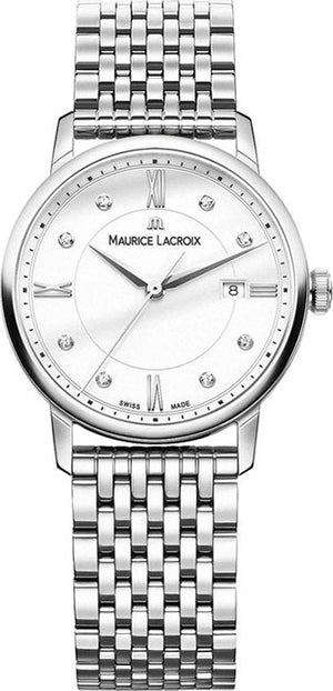 Buy Shop Maurice Lacroix Eliros Date White Dial Silver Steel Strap Watch for Women - EL1094-SS002-150-1 USA Online