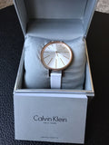 Buy Shop Calvin Klein Equal Silver Dial White Leather Strap Watch for Women - K3E236L6 USA Online