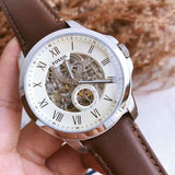 Buy Shop Fossil Grant Automatic White Dial Brown Leather Strap Watch for Men - ME3052 USA Online