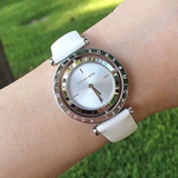 Buy Shop Michael Kors Averi Silver Dial White Leather Strap Watch for Women - MK2524 USA Online