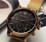 Buy Shop Maserati Epoca Black Dial Gold Mesh Bracelet Watch For Men - R8873618005 USA Online