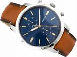 Buy Shop Fossil Townsman Chronograph Blue Dial Brown Leather Strap Watch for Men - FS5279 USA Online
