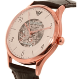 Buy Shop Emporio Armani Meccanico White Dial Brown Leather Strap Watch For Men - AR1920 USA Online