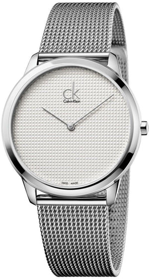 Buy Shop Calvin Klein Minimal White Dial Silver Mesh Bracelet Watch for Men - K3M2112Y USA Online