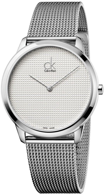 Buy Shop Calvin Klein Minimal White Dial Silver Mesh Bracelet Watch for Men - K3M2112Y USA Online