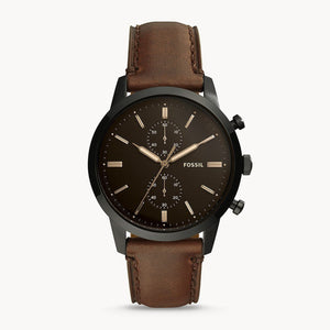 Buy Shop Fossil Townsman Chronograph Black Dial Brown Leather Strap Watch for Men - FS5437 USA Online