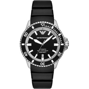 Buy Shop Emporio Armani Sea Explorer Automatic Black Dial Black Silicone Strap Watch For Men - AR60078 USA Online