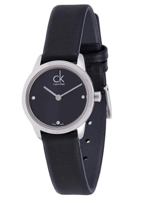 Buy Shop Calvin Klein Minimal Black Dial Black Leather Strap Watch for Women - K3M231C4 USA Online