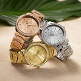 Buy Shop Guess Sassy Analog Quartz Gold Dial Gold Steel Strap Watch For Women - W0705L2 USA Online