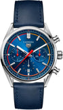 Buy Shop Tag Heuer Carrera Chronograph Blue Dial Blue Leather Strap Watch for Men - CBN201D.FC6543 USA Online