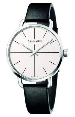 Buy Shop Calvin Klein Even Silver Dial Black Leather Strap Watch for Men - K7B211CY USA Online
