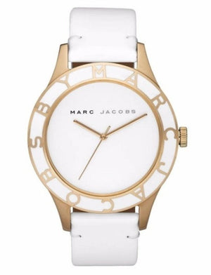 Marc Jacobs Blade White Dial White Leather Strap Watch for Women - MBM1098