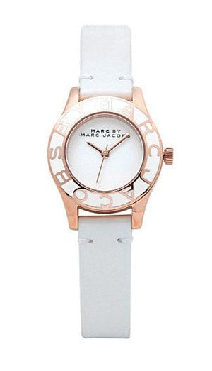 Marc Jacobs Blade White Dial White Leather Strap Watch for Women - MBM1179